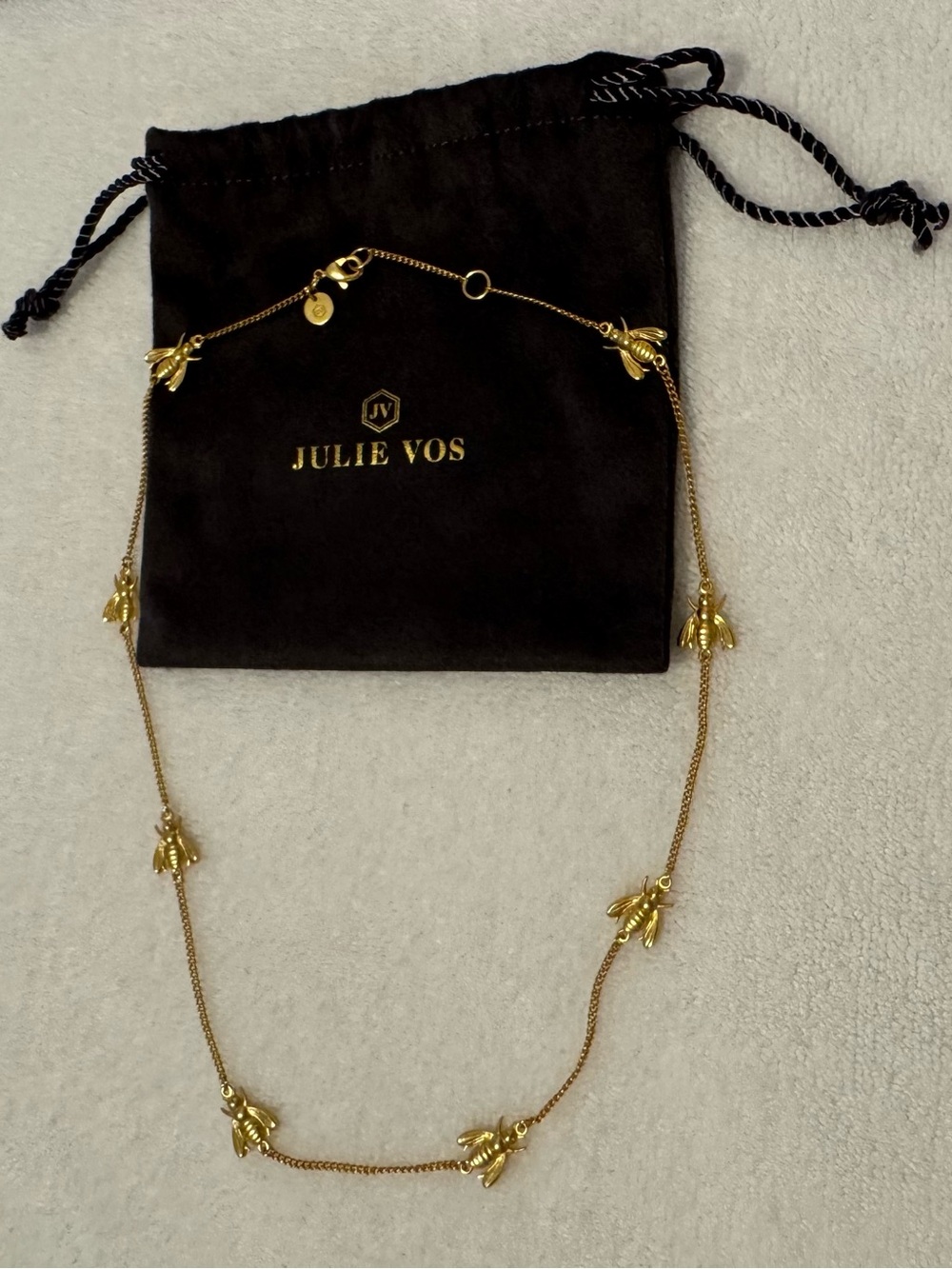 Julie Vos Bee Delicate Station Necklace - Gold Tone